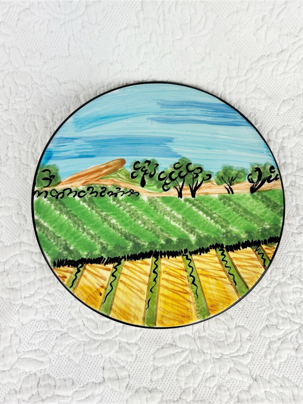 Evandale Vintage Plate Handpainted Countryside